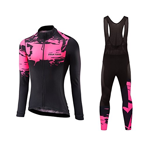 UGLY FROG Clásico conjunto de ropa de ciclismo para mujer, camiseta de manga larga y pantalón largo con acolchado de asiento, mantiene el calor, transpirable, de secado rápido, muy elástico