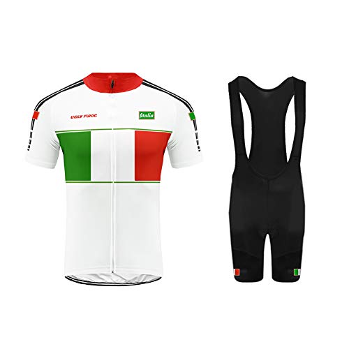 UGLY FROG Designs Bike Wear MTB Hombres Mangas Cortas Jersey de Ciclismo con Pantalones Cortos de Babero Trajes de Ropa de Bicicleta Secado rápido Respirable Sudor-Que Absorbe DTMX02