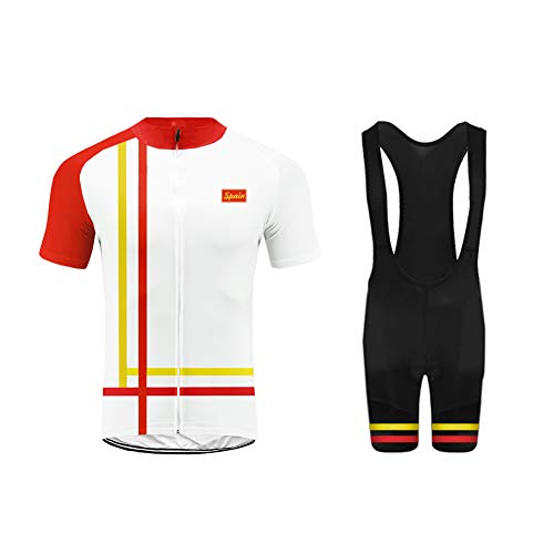 UGLY FROG Equipo de España Ropa Conjunto Traje Equipacion Ciclismo Hombre Verano con 3D Acolchado De Gel, Maillot Ciclismo + Pantalon/Culote Bicicleta para MTB Ciclista Bici TGQX03