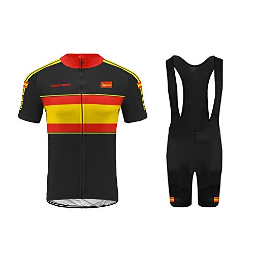 UGLY FROG Equipo de España Ropa Conjunto Traje Equipacion Ciclismo Hombre Verano con 3D Acolchado De Gel, Maillot Ciclismo + Pantalon/Culote Bicicleta para MTB Ciclista Bici TGQX03