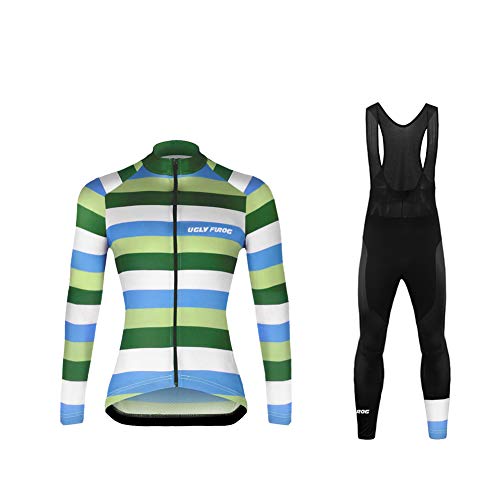 UGLY FROG Invierno Thermo Fleece Ciclismo Ropa Maillot Mujer Jersey+Pantalones Largos Culote de Ciclismo Conjunto Entretiempo para Deportes al Aire Lib