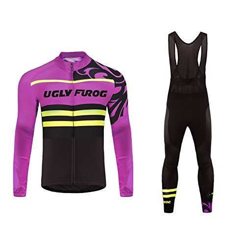 UGLY FROG Maillot Ciclismo Bodies 2018 Primavera Nuevo Hombre Cycling Jersey + Pantalones Largas Cómodo Transpirable de Ciclismo Ropa para Deportes al Aire Libre Ciclo Bici MZ11