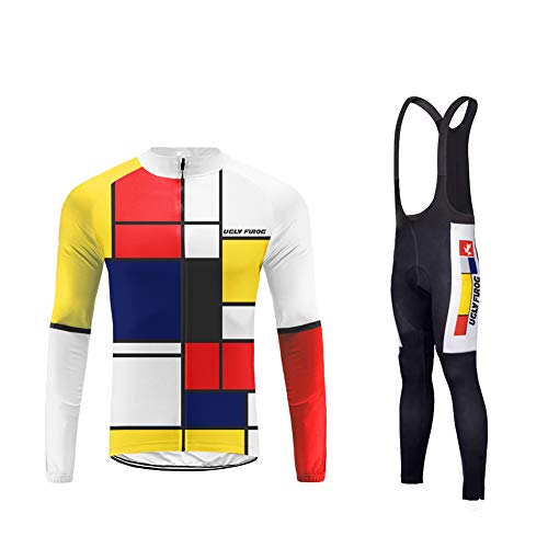 UGLY FROG Maillot Ciclismo Hombres Jersey Mangas Largas Pantalones Largos Culotte de Ciclismo Conjunto de Felpa Térmica Maillot Invierno para Deportes al Aire Libre Ciclo Bicicleta RTMS02