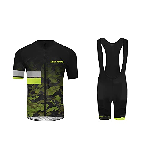 UGLY FROG Maillot de Ciclismo Manga Corta para Hombre Conjunto de Ropa Traje de Ciclismo Deportivo con 20D Almohadilla Pantalones Cortos Transpirable para Bicicleta MTB