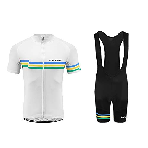 UGLY FROG Manga Corta Maillot Ciclismo+Bib Pantalones Cortos Gel Pad Set De Hombre Verano Ropa De Triatlon Transpirables ESHSJ02