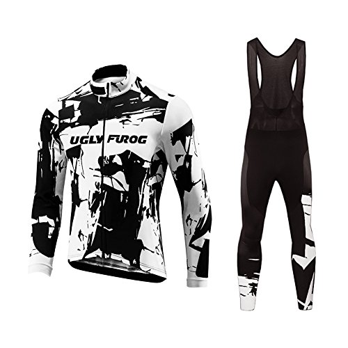 UGLY FROG Nuevo De Invierno Mantener Caliente MTB Manga Larga Maillots Bicicleta Hombre Invierno Ciclismo Hombre Bodies +Long Bib Pant with Gel Pad Equipo de Ciclismo