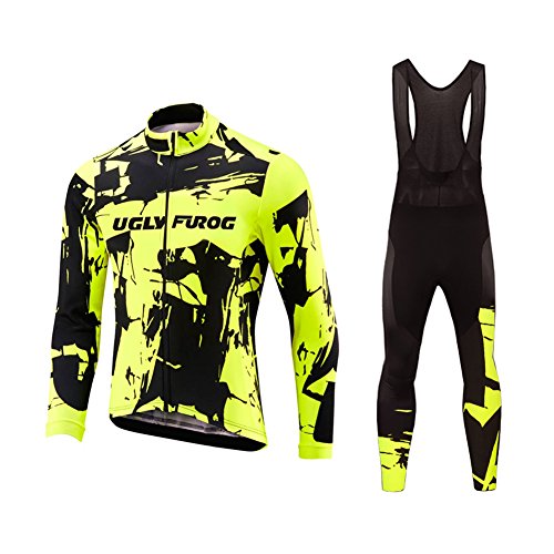 UGLY FROG Nuevo De Invierno Mantener Caliente MTB Manga Larga Maillots Bicicleta Hombre Invierno Ciclismo Hombre Bodies +Long Bib Pant with Gel Pad Equipo de Ciclismo