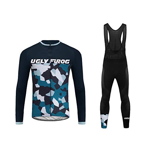 UGLY FROG Nuevo De Invierno MTB Mantener Caliente Bici Manga Larga Maillot Ciclismo Hombre Bodies +Long Bib Pant with Gel Pad Winter Style