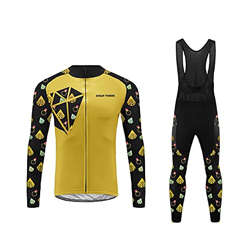 UGLY FROG Ropa Ciclismo Invierno Fleece Warm para Hombre y Hombre - Ciclismo Maillot MTB de Manga Larga y Culotte Pantalones Acolchado