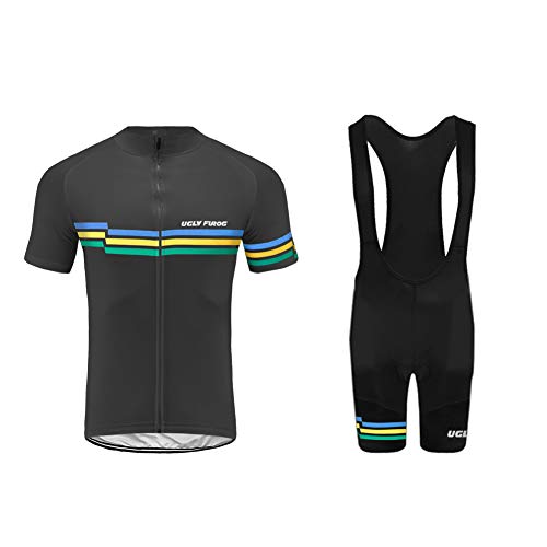 UGLY FROG Ropa Ciclismo MTB Racing Team Verano para Hombre - Un Conjunto de Ciclismo Camiseta Carta Jersey Maillot y Culotte Bib Pantalones Cortos FAX19DT02