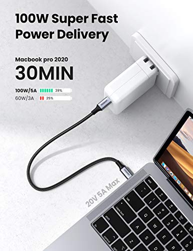 UGREEN Cable USB C a USB C 100W, Cable Tipo C 20V 5A Carga Rápida Compatible con MacBook Pro 16'' 15" 13", MacBook, iMac 2017, DELL XPS 13 15, Huawei P30 Pro, Xiaomi 11, Galaxy S21 S20-2 Metros