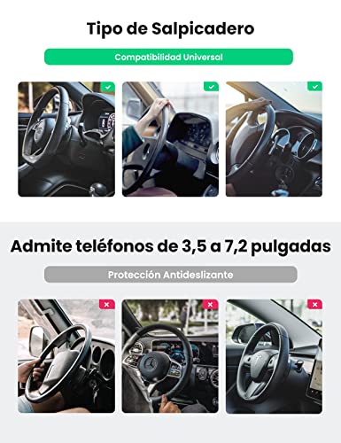 UGREEN Soporte Movil Coche Salpicadero, Soporte para Teléfono de Coche Pinza Fuerte Sujeta Móvil Coche HUD para GPS Car Phone Holder Compatible con Xiaomi Redmi Note 10 Pro, iPhone 13/13 Mini/13 Pro