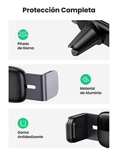 UGREEN Soporte Móvil Coche, Soporte para Teléfono Movil Coche para Rejillas del Aire 360° Rotación Enganche Apoyo Movil Coche Car Phone Holder para iPhone 13 12 Pro/ XS MAX, Galaxy S21 Note 20(Gris)