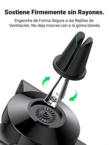 UGREEN Soporte Móvil Coche, Soporte Télefono Móvil Coche por Gravedad para Rejilla del Aire, Soporte Movil Coche Universal Car Phone Holder para iPhone 13 12 Pro MAX, Xiaomi Redmi Note 10 Pro(Gris)