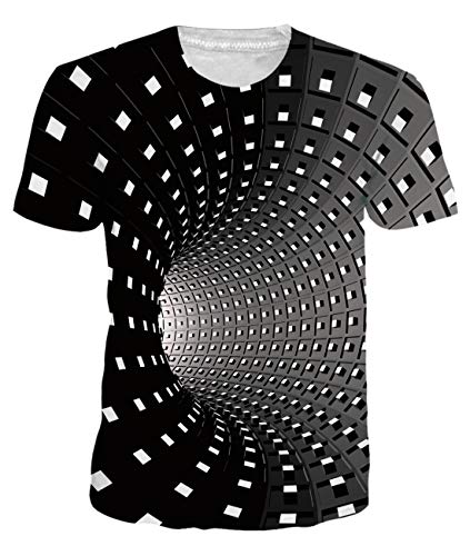 uideazone 3D Digital Unisex Camisetas de Manga Corta Casual Hipster Camisas Deportivas Sport Graphics tee para Hombres (Cool Swirl, L)