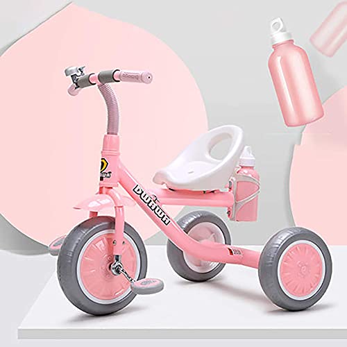 UKUOFL Triciclo para niños tric para Edades de 2 a 6 años, con Campanas y Botellas de Agua para triciclos Infantiles, bicis de Equilibrio de Pedal, Bicicleta de 3 Ruedas Happy House