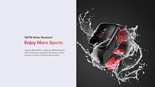 Ulefone Watch GPS - 40 Días Duración Batería, Reloj Inteligente 5ATM Impermeable, Pantalla 1,3”, Pulsera Actividad Deportivo, Pulsómetro, Rastreador Ejercicios Monitor Sueño para iOS Android Rojo