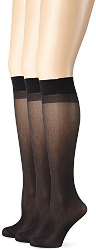 Ulla Popken Kniestrumpf 3er Calcetines, 30 DEN, Negro (Schwarz 10), Talla única (Talla del Fabricante: 1) para Mujer