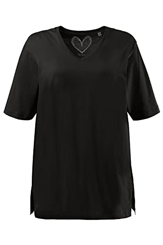 Ulla Popken V-Ausschnitt, Camiseta para Mujer, Negro (Schwarz 10), 68/70