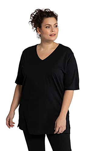 Ulla Popken V-Ausschnitt, Camiseta para Mujer, Negro (Schwarz 10), 68/70