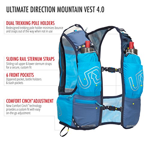 Ultimate Direction montaña Chaleco V4 HOMBRE CORRER Hidratación Chaleco Azul - Azul, Small