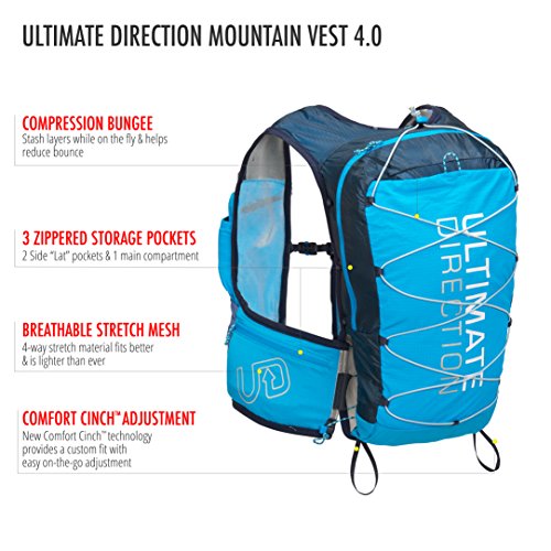 Ultimate Direction montaña Chaleco V4 HOMBRE CORRER Hidratación Chaleco Azul - Azul, Small