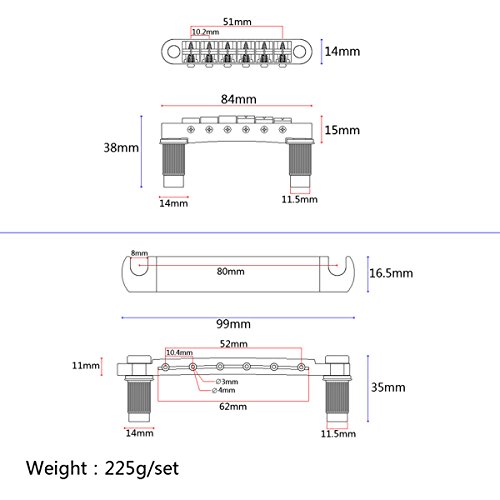 ultnice Seguridad Sillín Puente Tune-O-Matic – Guitarra para Gibson Les Paul SG