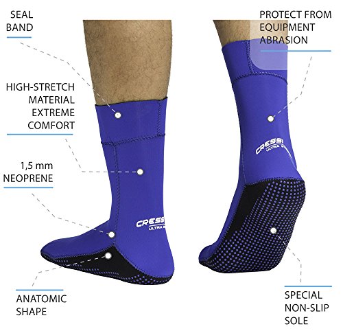 Ultra Stretch Neoprene Socks 1.5mm - Escarpines Neopreno Ultrastretch, Unisex-Adult Gris , S
