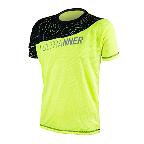 ULTRANNER - ARVES | Camiseta Técnica Hombre Manga - Camiseta Transpirable Ultraligera Apta para Trail Running Trekking Y Más - Color Amarillo Fluorescente para Más Visibilidad Talla XL