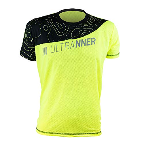 ULTRANNER - ARVES | Camiseta Técnica Hombre Manga Corta - Camiseta Transpirable Ultraligera Apta para Trail Running Trekking Y Más - Color Amarillo Fluorescente para Más Visibilidad Talla L