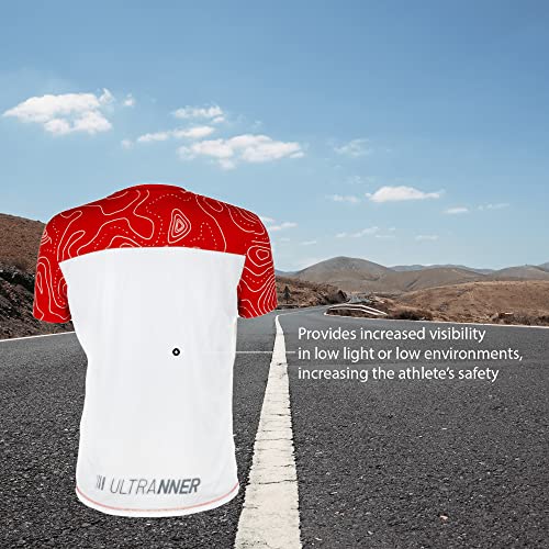 ULTRANNER - DUMALA | Camiseta Técnica Hombre Manga Corta para Deporte - Camiseta Transpirable Ultraligera Apta para Trail Running Trekking Y Más - Color Rojo y Blanco para Mayor Visibilidad Talla L