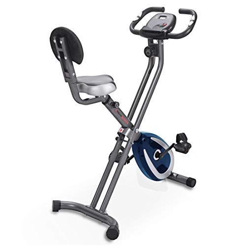 Ultrasport F-Bike 300B Bicicleta estática Plegable, Ordenador y App, con Respaldo & App, Unisex, Gris Oscuro/Azul Marino