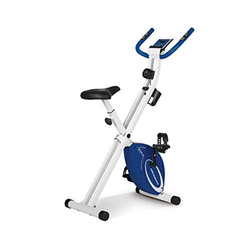 Ultrasport F-Bike Design Bicicleta estática de Fitness sillín de Gel, portabidones, Pantalla LCD, sensores de Pulso, compacta y Plegable, Carga máxima 110 kg, Unisex, Azul Marino, OS