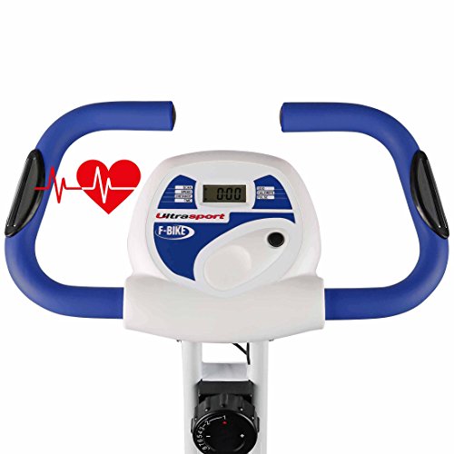 Ultrasport F-Bike estática, Aparato doméstico, Bicicleta Fitness Plegable con Consola y sensores de Pulso en Manillar, Unisex, Azul Marino, OS