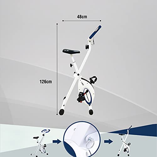 Ultrasport F-Bike estática, Aparato doméstico, Bicicleta Fitness Plegable con Consola y sensores de Pulso en Manillar, Unisex, Azul Marino, OS