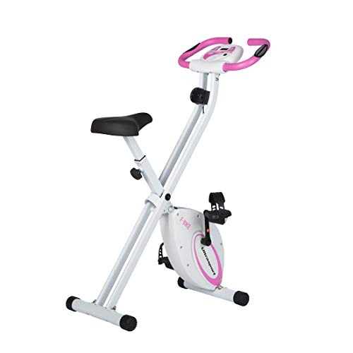 Ultrasport F-Bike estática, Aparato doméstico, Bicicleta Fitness Plegable con Consola y sensores de Pulso en Manillar, Unisex, Rosa, OS