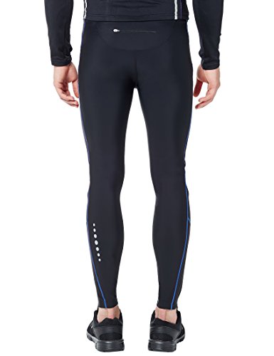 Ultrasport Pantalones largos de correr para hombre, con efecto de compresión y función de secado rápido, Negro/Azul Victoria, L