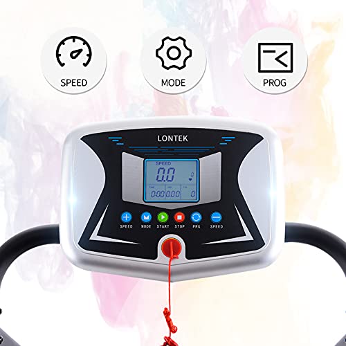 UMAY LONTEK Cinta de Correr Eléctrica Plegable con Motor 1.5HP Potente y Silencioso, Cinta de Andar de 0.8-10km/h, Sensor de Pulso, Pantalla LCD, 12 programas y Auto Lubricación, Color Negro