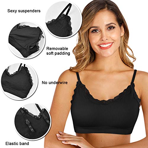 UMIPUBO 4 Piezas de Sujetador de Camisola para Mujer Sujetador de Tubo de Cuello V Banda Sujetador de Dormir Sujetador Deportivo Ropa Interior con Tirantes Elásticos (B, Talla única)