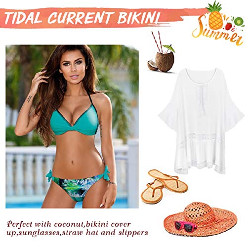 UMIPUBO Conjuntos de Bikinis para Mujer Bikini de triángulo de Dos Piezas Tallas Grandes Multicolor Fruncido Cuello Halter Sin Tirantes Push Up Trajes de baño Acolchados Adecuado para Viajes de Playa