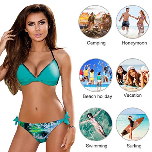 UMIPUBO Conjuntos de Bikinis para Mujer Bikini de triángulo de Dos Piezas Tallas Grandes Multicolor Fruncido Cuello Halter Sin Tirantes Push Up Trajes de baño Acolchados Adecuado para Viajes de Playa