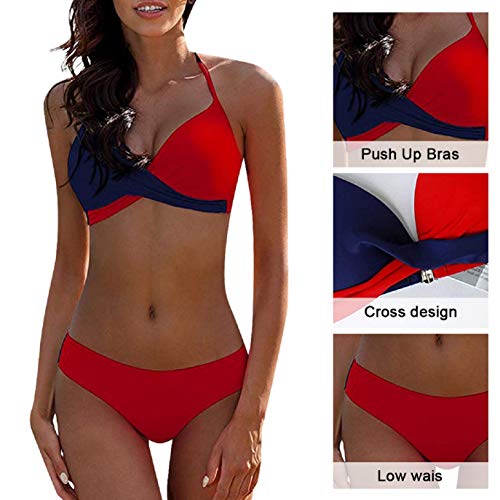 UMIPUBO Mujer Bikini Traje de Baño con Cuello en V Bikinis Sujetador Dos Piezas Push-up Sexy Ropa de Playa Falda de Playa Tops y Braguitas