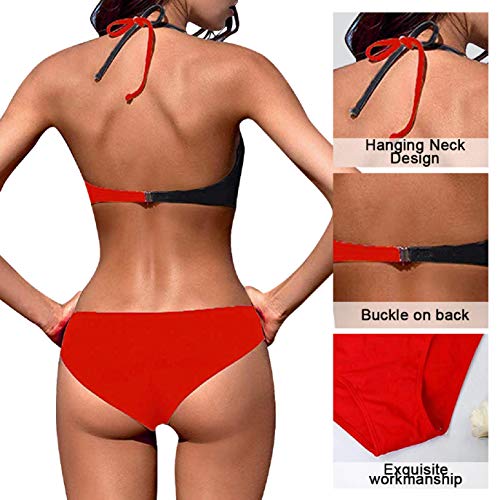 UMIPUBO Mujer Bikini Traje de Baño con Cuello en V Bikinis Sujetador Dos Piezas Push-up Sexy Ropa de Playa Falda de Playa Tops y Braguitas