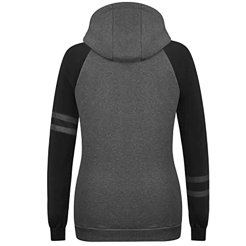 UMIPUBO Mujer Sudadera con Capucha Pullover Blusa con Bolsillo Manga Larga Jerséis Tops Sueltos Sudadera con Camiseta Otoño Invierno Mujer Chándal Jumpers (Negro, XL)