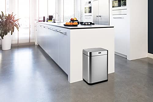 UMUZI CLEANING Cubo de cocina doble 60L color Plata, cubo doble antiolor, cubos dobles con Sensor Reciclaje y basura