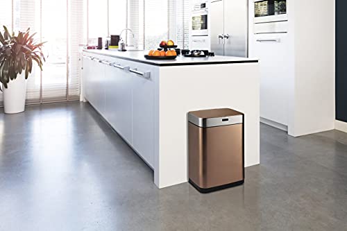 UMUZI CLEANING Cubo de cocina doble 60L dorado, cubo doble antiolor, cubos dobles con Sensor Reciclaje y basura
