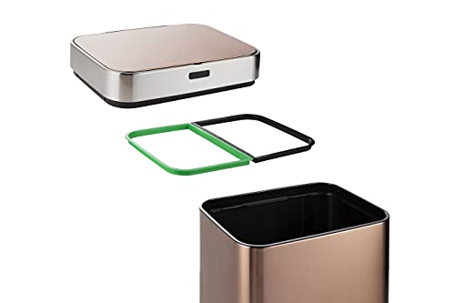 UMUZI CLEANING Cubo de cocina doble 60L dorado, cubo doble antiolor, cubos dobles con Sensor Reciclaje y basura