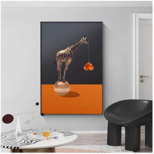 un known Cuadros Decoracion Salon Bebé Animal Poster Nursery Canvas Wall Art Print Zebra Jirafa Pintura Nordic Kids Decoración Imagen Decoración de Dormitorio 15.7x23.6in (40x60cm) x1pcs Sin Marco