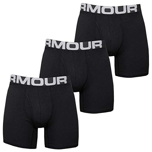 Under Armour Charged Cotton 6 en un pack de 3, bóxers ajustados hombre, Negro (Black / Black / Black) , L