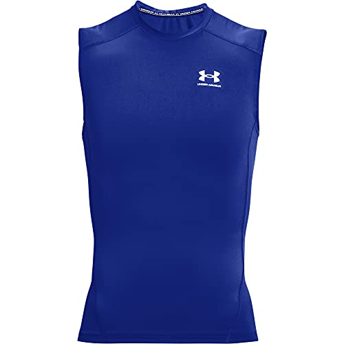 Under Armour Men's Armour HeatGear Compression Sleeveless T-Shirt, Royal Blue (400)/White, Medium